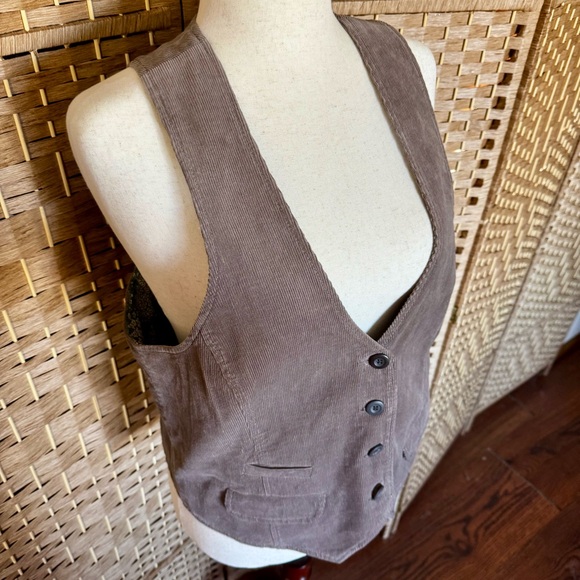 Grey / taupe 100% cotton corduroy Old Navy vest XL - Picture 2 of 12